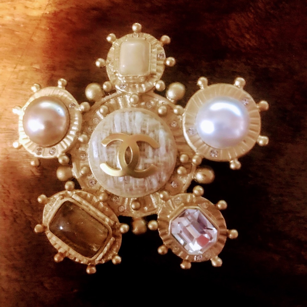 Chanel Brooch Gripoix Tweed Ship Nautical 2005 Byzantine